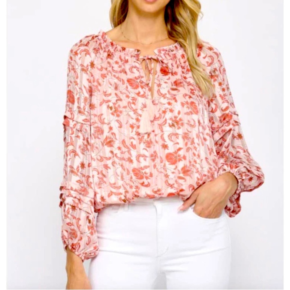 Fate Floral Print Long Sleeve Body Suit Size Large NWT